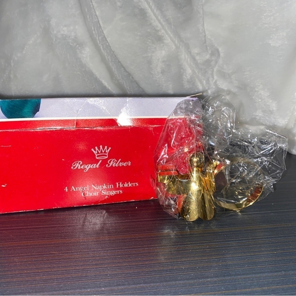 VINTAGE REGAL Gold ANGEL NAPKIN HOLDERS"CHOIR SINGERS"~4